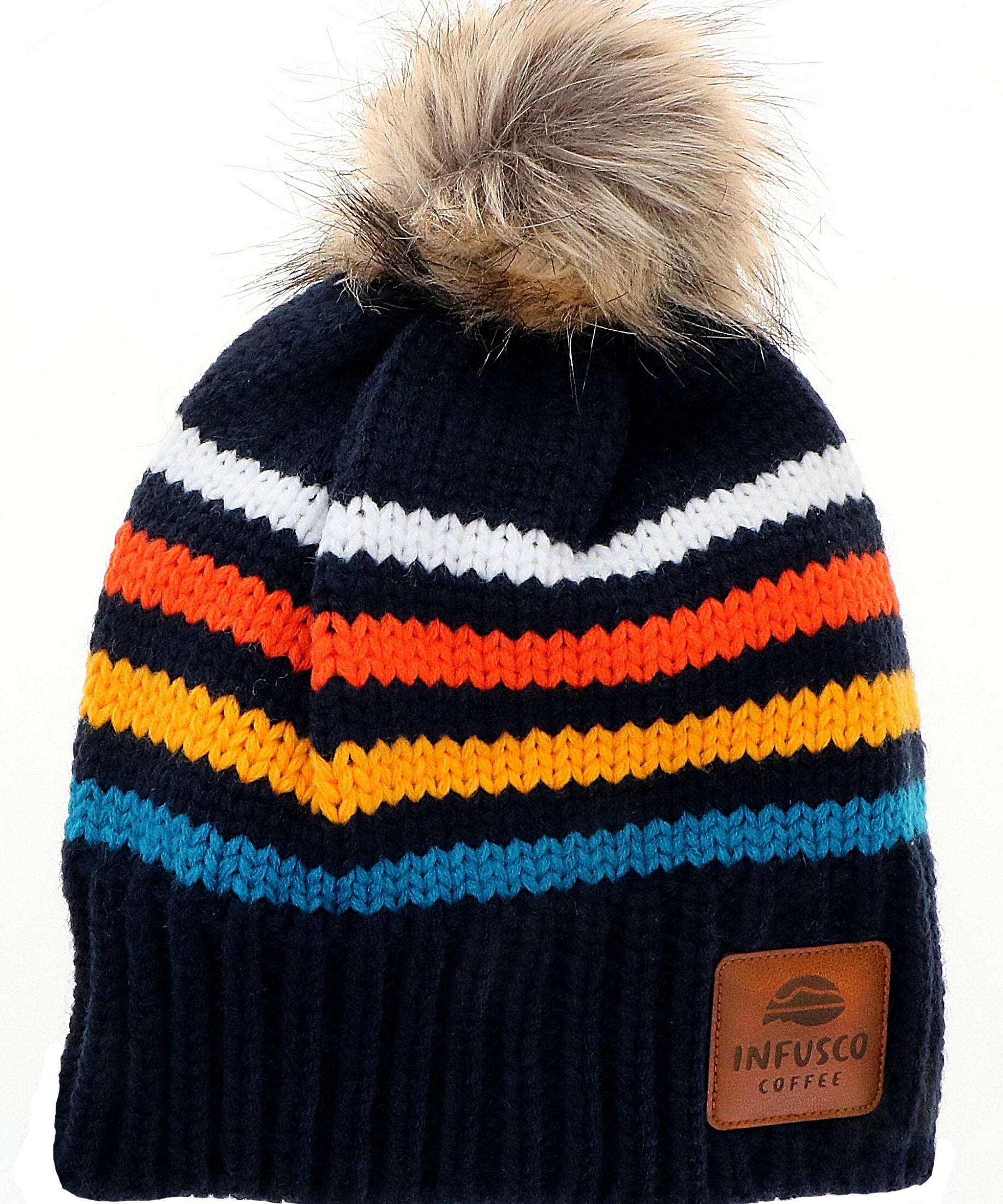 Striped Pom Beanies